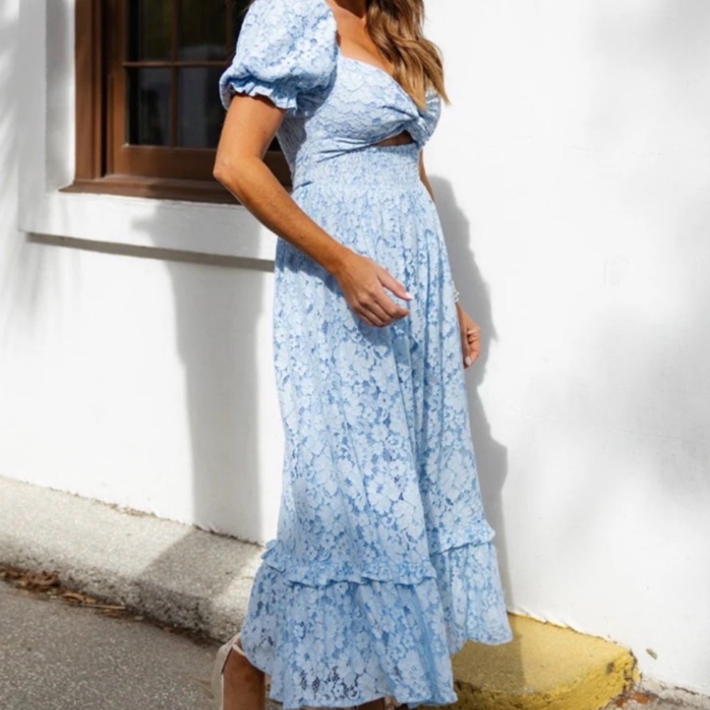 Buddy Love Light Blue Floral Midi Dress